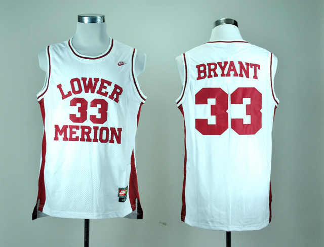  NCAA Lower Merion High School 33 Kobe Bryant White College Basketball Jersey